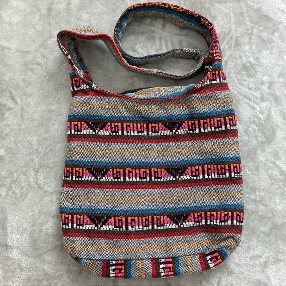 Southwestern Aztec Geometric Print Satchel Shoulder Zip Up Bag Purse - Picture 1 of 10